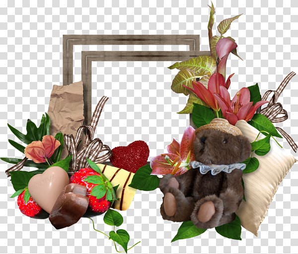 Chocolate Gift basket, Chocolate Bear Border transparent background PNG clipart