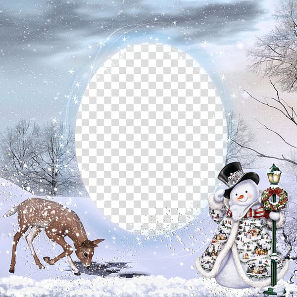 frame Decorative arts Film frame, Fantasy Snowman Greeting border transparent background PNG clipart