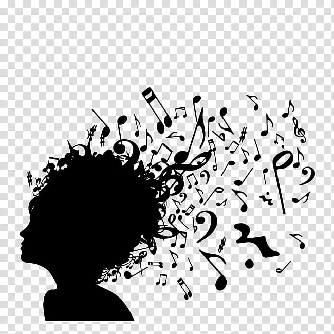 woman's face with music notes , Musical ensemble Torrington Choir Orchestra, decorative background material transparent background PNG clipart