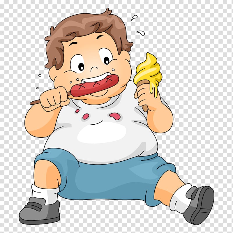 Childhood obesity Illustration, Girl eating ham transparent background PNG clipart