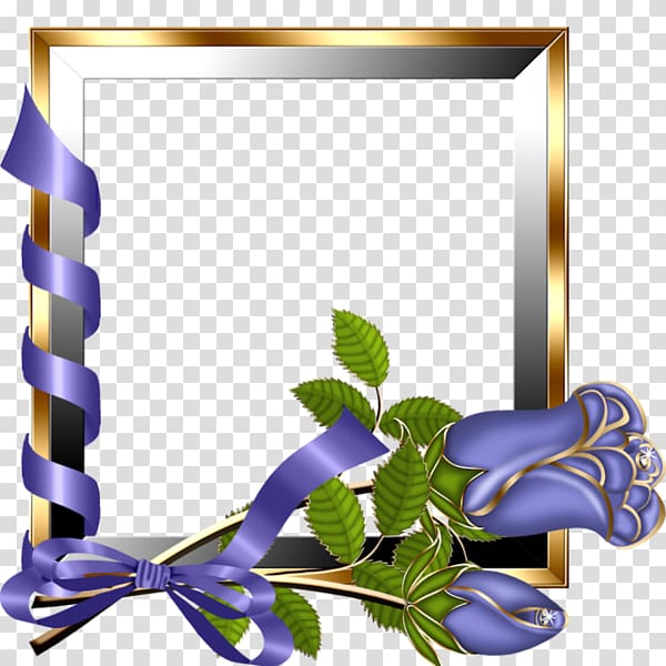 frame Purple Flower Rose, Purple ribbon roses border transparent background PNG clipart