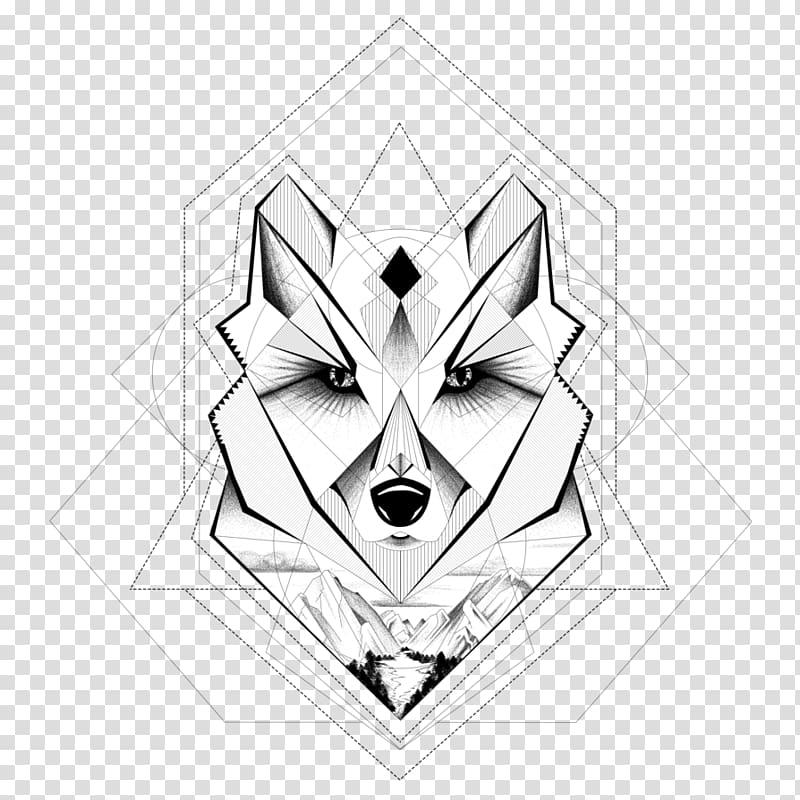 black wolf head , Geometry Drawing Gray wolf Geometric mean Line, geometric background transparent background PNG clipart
