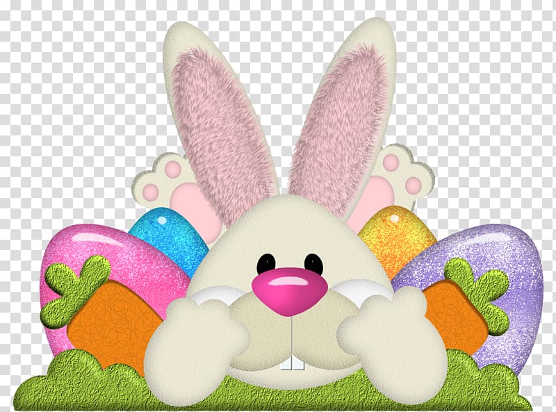 brown rabbit illustraton, Easter Bunny , Easter Bunny with Eggs transparent background PNG clipart