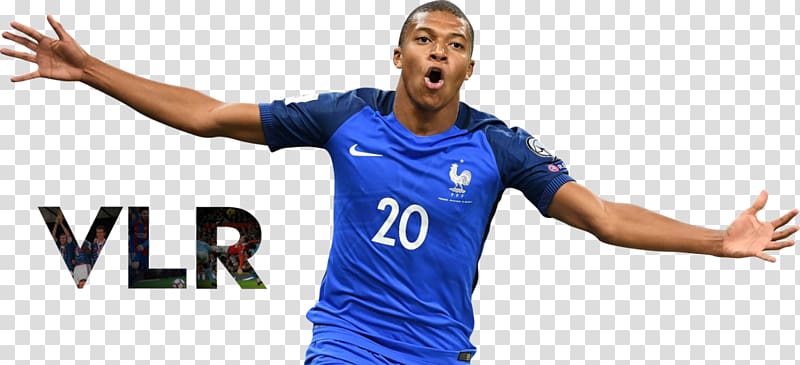 men's blue Nike jersey shirt, France national football team Football player Male, Kylian Mbappe transparent background PNG clipart