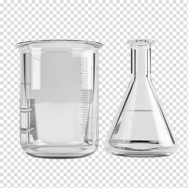 two clear measuring containers, Beaker Erlenmeyer flask Laboratory flask, Erlenmeyer beaker pull material Free transparent background PNG clipart