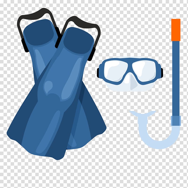 blue flippers, white goggles, and snorkel illustration, Snorkeling Swimfin Diving equipment , diving equipment transparent background PNG clipart