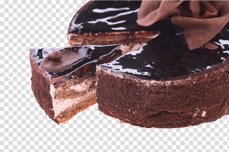 Chocolate cake Banana cake Fruitcake Mold, Cut the chocolate cake transparent background PNG clipart