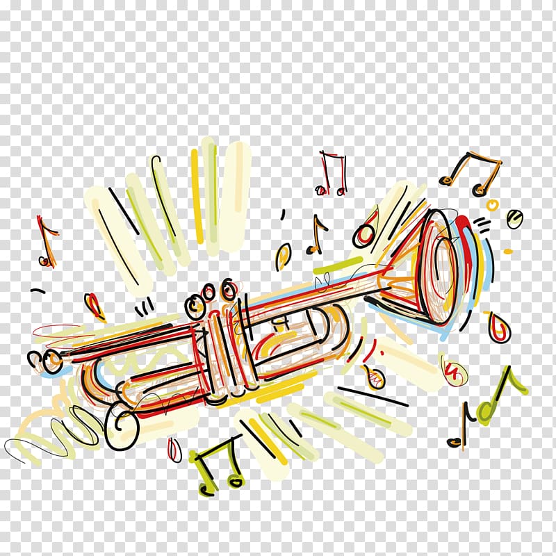 Trumpet Drawing Music Guitar, Color trumpet transparent background PNG clipart