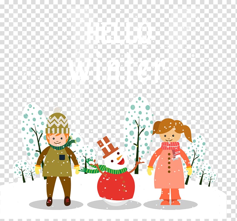 Cartoon Winter Adobe Illustrator Illustration, Human winter cartoon snowman transparent background PNG clipart