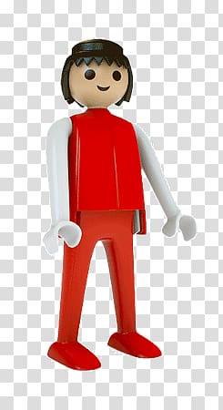 red and white action figure illustration, Playmobil Basic Character transparent background PNG clipart