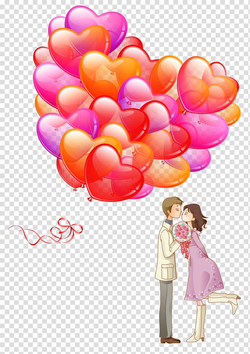 Valentines Day White Day Romance Qixi Festival Poster, Valentine\'s Love Balloon transparent background PNG clipart