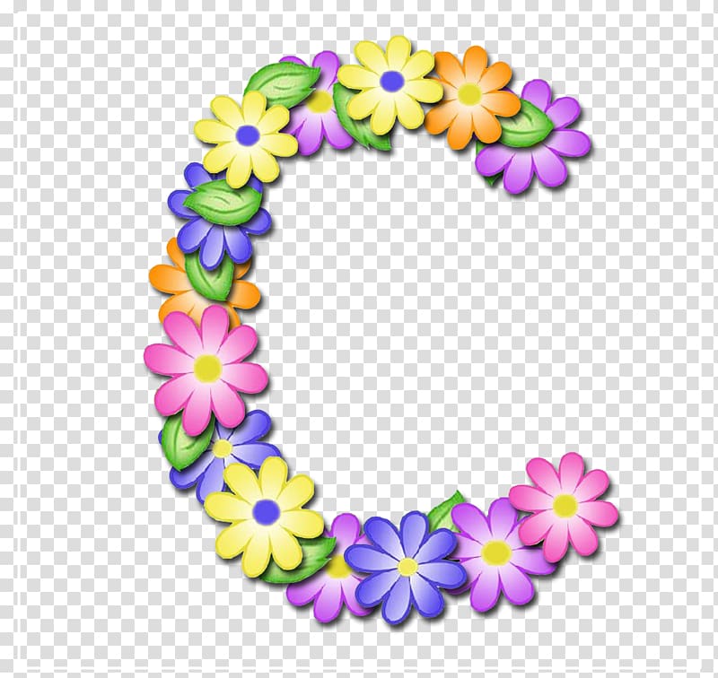 multicolored floral C art, Flower Alphabet Letter Syllable Vowel, pastel flowers transparent background PNG clipart