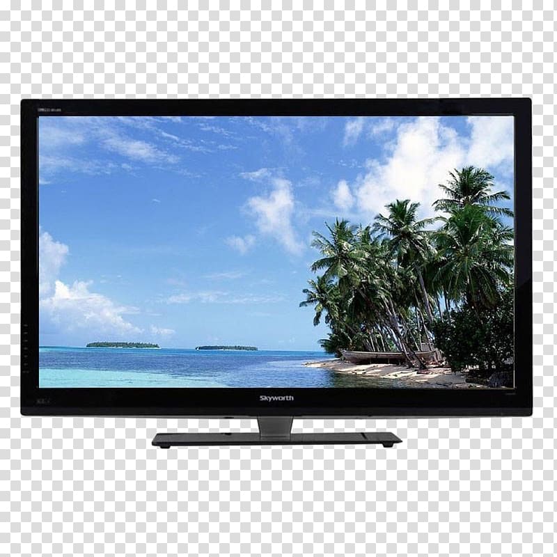 Maldives Travel Beach Art Hotel, The fourth-generation ultra-high-definition LCD TV magic sound system transparent background PNG clipart