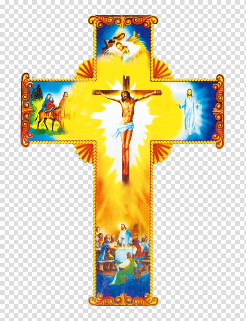 yellow cross illustration, Christian cross Crucifixion of Jesus, Cross Jesus with the apprentice material transparent background PNG clipart
