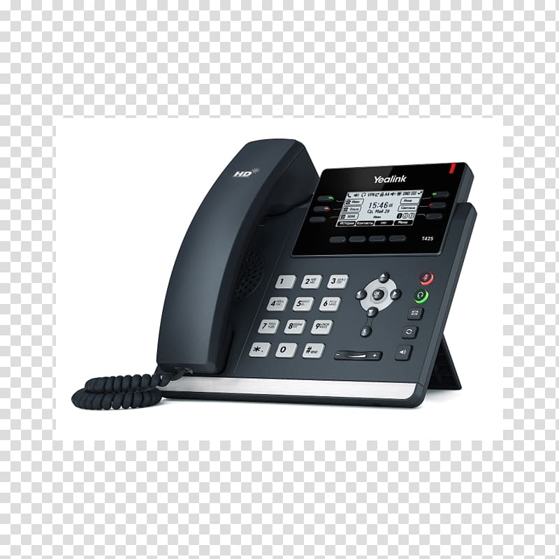 VoIP phone YEALINK Yealink T42S Telephone Session Initiation Protocol Skype for Business, skype transparent background PNG clipart