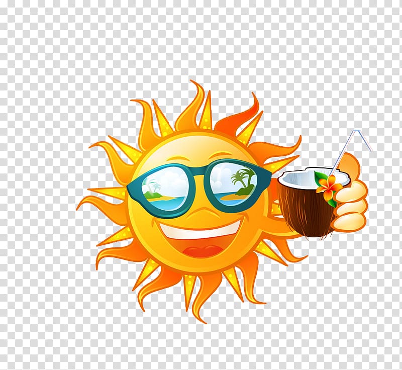 Drink Illustration, Cartoon sun transparent background PNG clipart