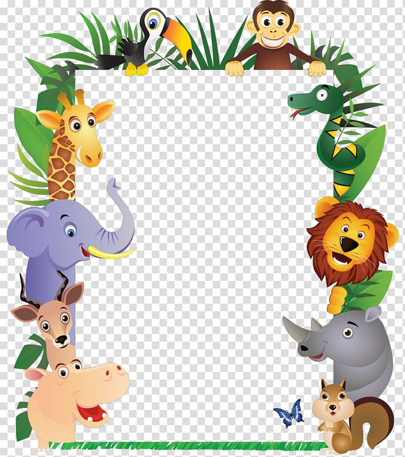 assorted-animal frame , Hippopotamus Drawing , jungle transparent background PNG clipart