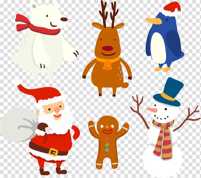 Wedding invitation Christmas card Party Greeting card, Santa Claus and snowman transparent background PNG clipart