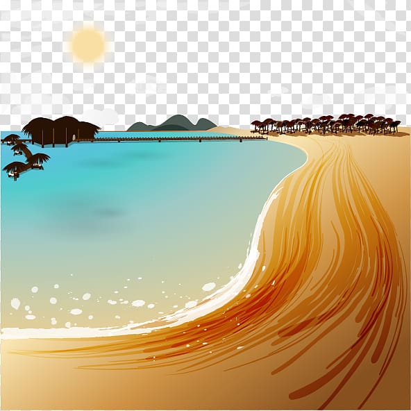 Sandy Beach Illustration, Beautiful beach transparent background PNG clipart