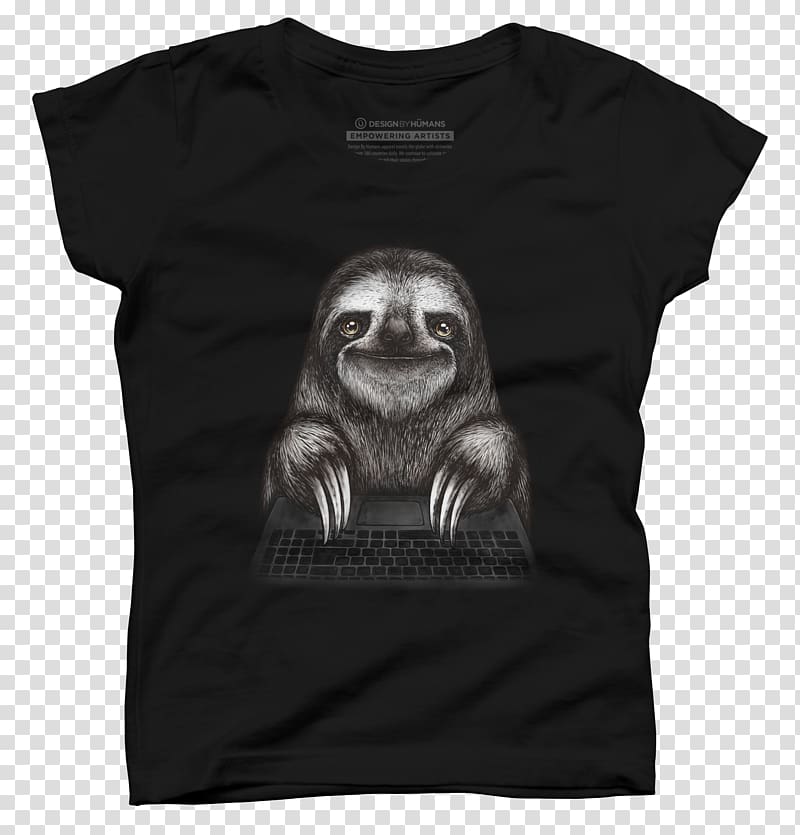 Long-sleeved T-shirt Long-sleeved T-shirt Crew neck Printed T-shirt, sloth hanging transparent background PNG clipart