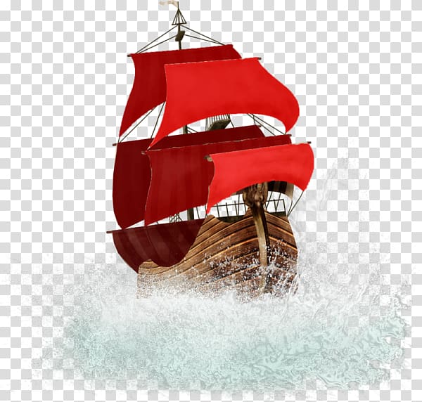 Sailing ship Boat , Red wooden sailboat transparent background PNG clipart