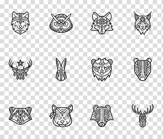 Line art Body Jewellery Pattern, TRIBAL ANIMAL transparent background PNG clipart