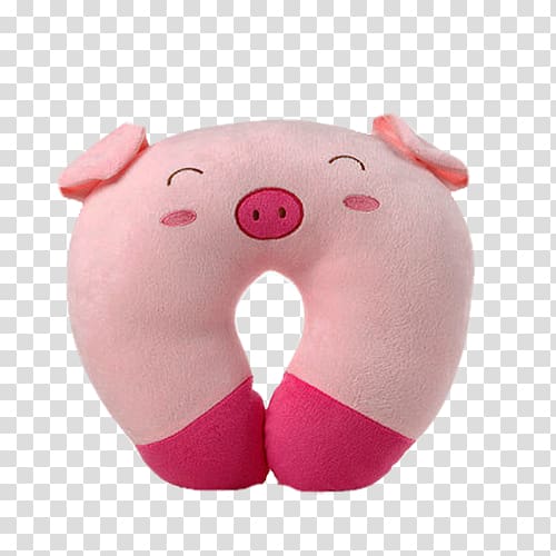 Throw pillow Domestic pig Cushion Neck, U-pillow pink pig transparent background PNG clipart