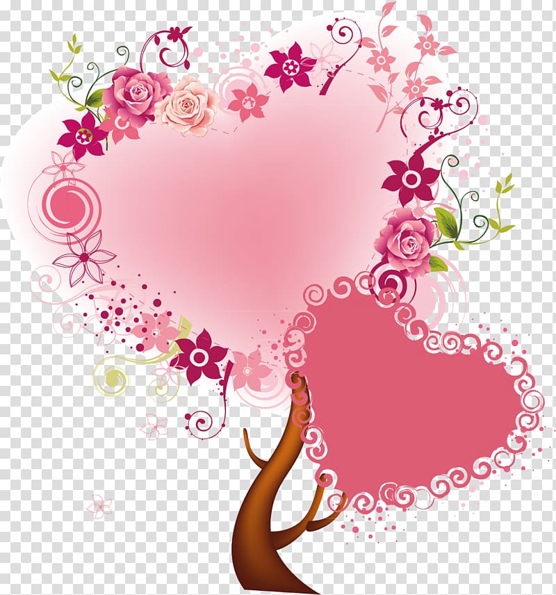 Template Structure Graphic design, Romantic heart-shaped tree posters element transparent background PNG clipart