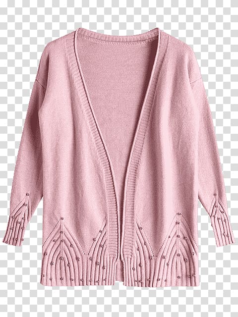 Cardigan Pink M Neck Sleeve Wool, cardigan transparent background PNG clipart