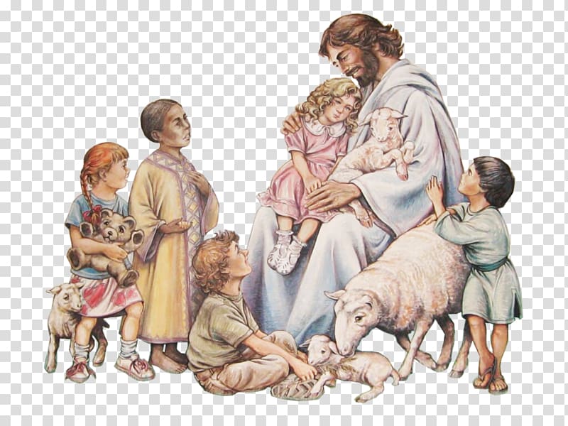 Jesus Christ painting , Bible Teaching of Jesus about little children Mural, Jesus transparent background PNG clipart