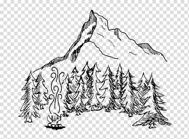 Line art Carnivora Sketch, mountain sketch transparent background PNG clipart