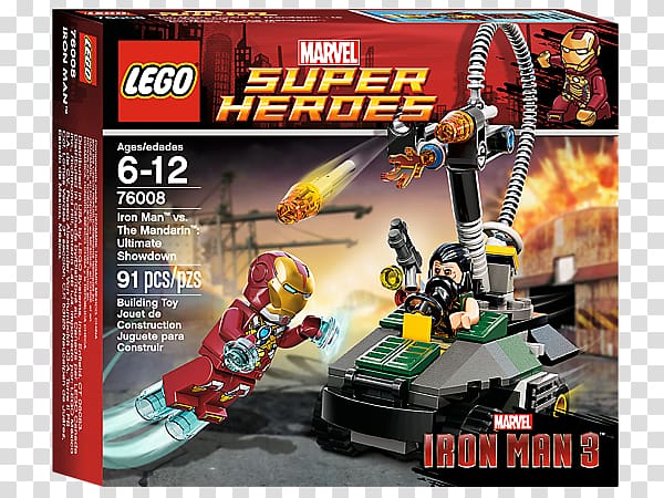 Lego Marvel Super Heroes Mandarin Iron Man Extremis War Machine, showdown vs transparent background PNG clipart