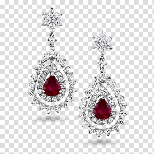 Earring Jewellery Ruby Gemstone Diamond, earrings transparent background PNG clipart