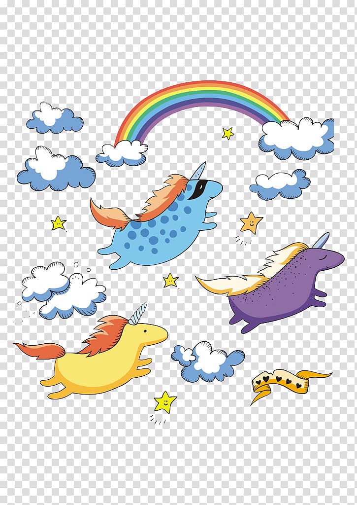three unicorns illustration, Unicorn Curtain Fairy tale Shower , Rainbow Unicorn transparent background PNG clipart