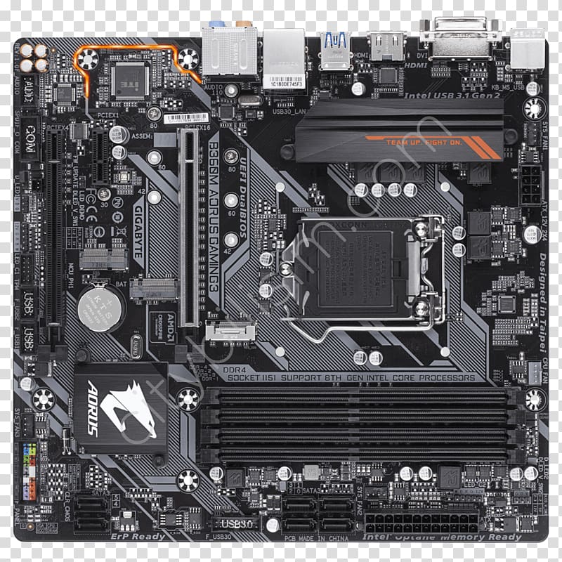 Gigabyte B360M AORUS GAMING 3 Intel B360 LGA 1151 microATX motherboard Laptop Gigabyte B360M AORUS GAMING 3 Intel B360 LGA 1151 microATX motherboard Gigabyte B360M AORUS GAMING 3 Intel B360 LGA 1151 microATX motherboard, intel transparent background PNG clipart