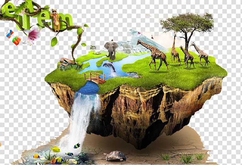 assorted animals on floating island illustration, Green building Environmentally friendly Green home Interior Design Services, Floating island transparent background PNG clipart