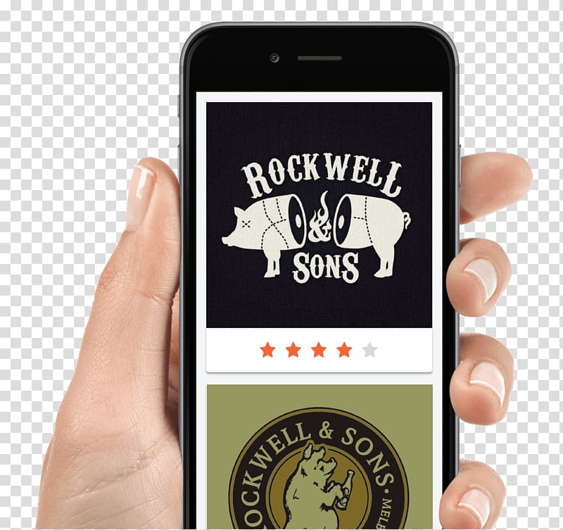 Smartphone Thumb Brand, restaurant logo design transparent background PNG clipart