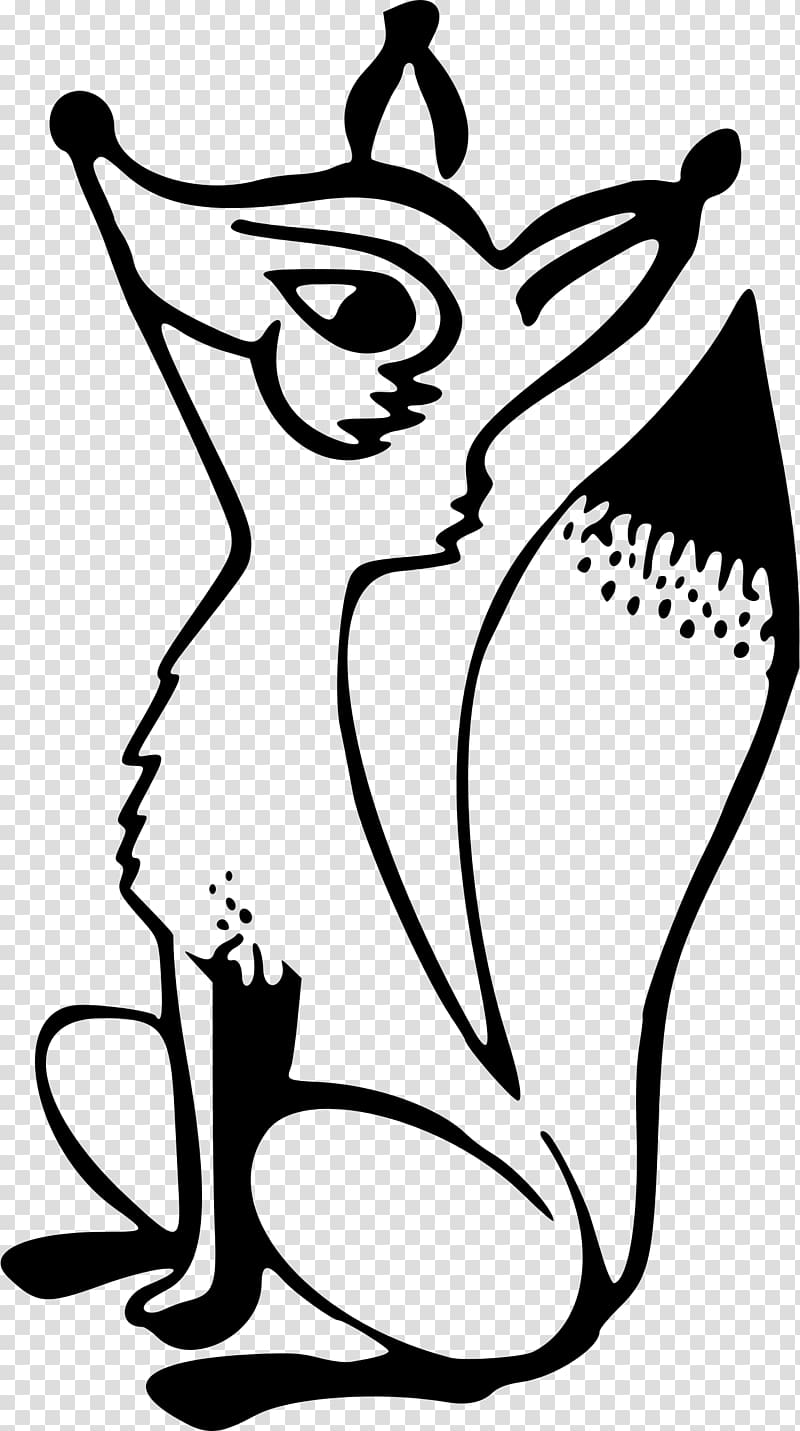 Drawing Black and white Arctic fox , fox transparent background PNG clipart