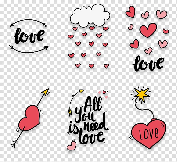 heart print collage, Falling in love Euclidean , Hand drawn love cards transparent background PNG clipart