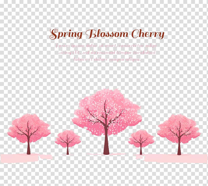Template Cherry blossom Microsoft PowerPoint, spring pink cherry trees material transparent background PNG clipart