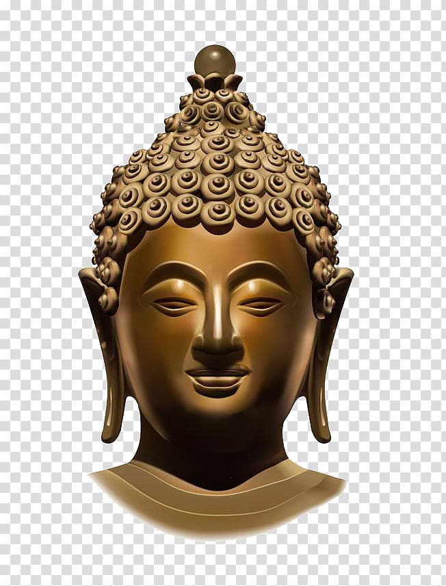 Gautama Buddha head-bust, Gautama Buddha Golden Buddha Buddhism Mara Buddha in Thailand, 3D modeling style, Buddha head transparent background PNG clipart