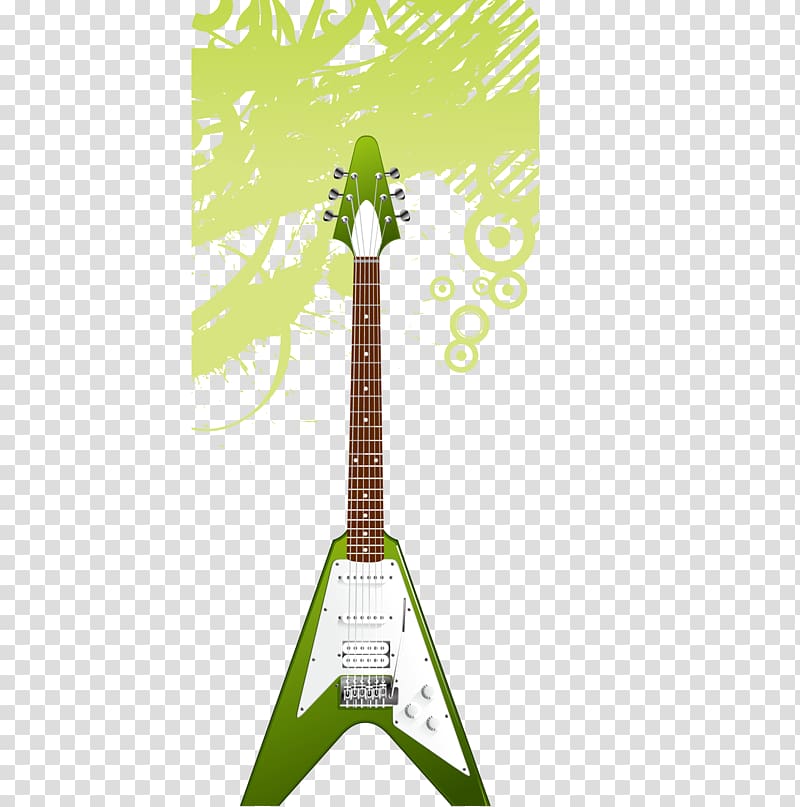 Electric guitar Musical instrument, Green electric guitar and background transparent background PNG clipart