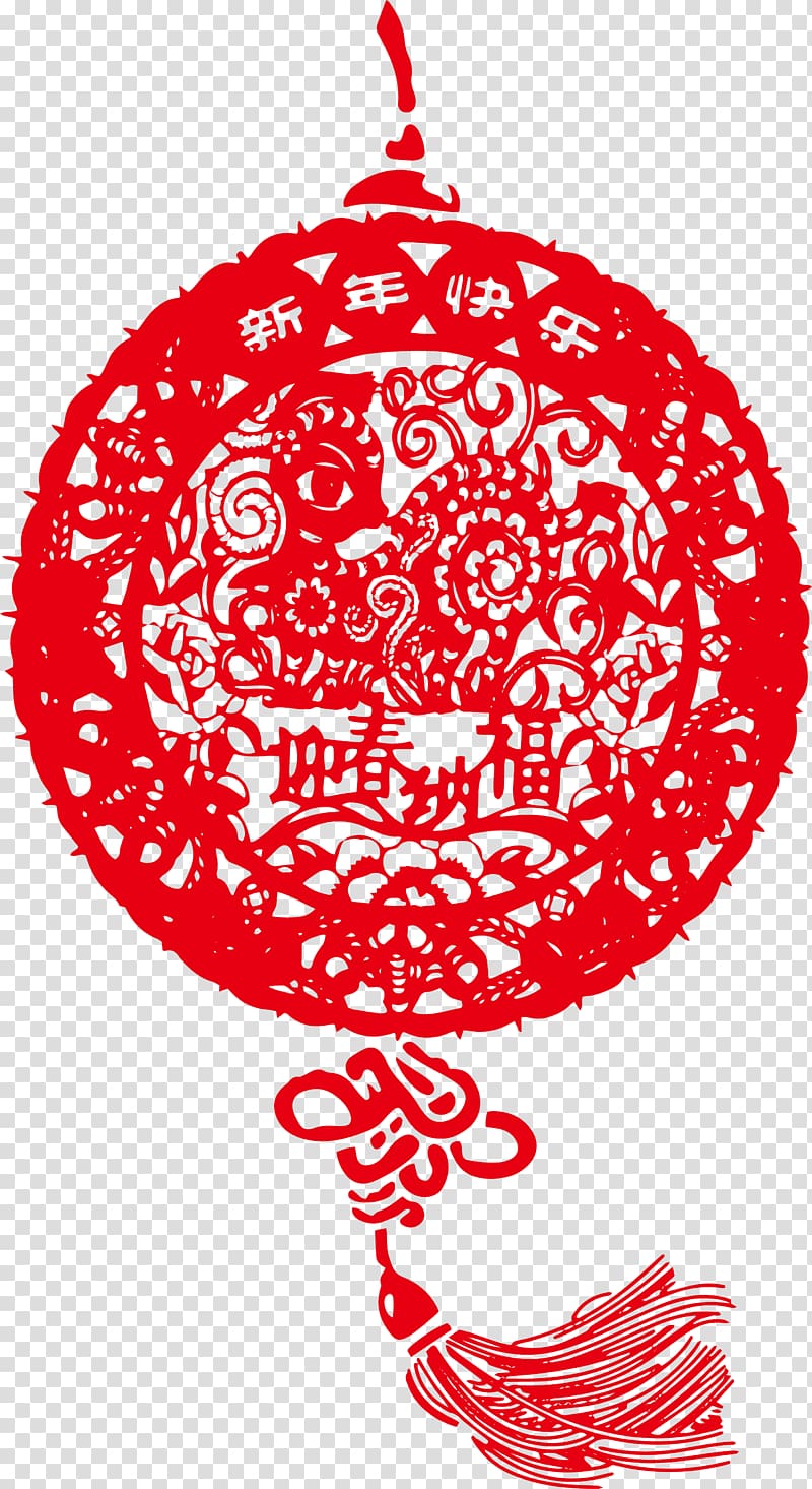 China Papercutting Chinese New Year, Chinese New Year red knot transparent background PNG clipart