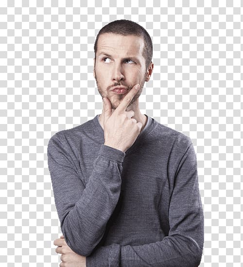 man wearing gray crew-neck long-sleeved shirt, Thought Person , confused transparent background PNG clipart