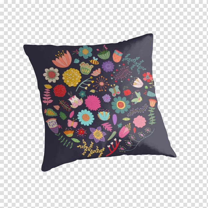 Cushion Throw Pillows Textile Flower, Bright Color transparent background PNG clipart
