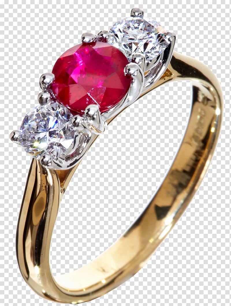 Art House Gallery Ruby Gold Diamond Wedding ring, ruby transparent background PNG clipart