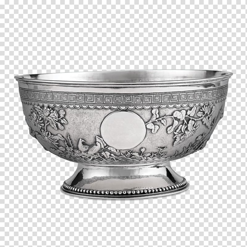 Chinese export silver Bowl Creamer Tableware, Silver Bowl transparent background PNG clipart