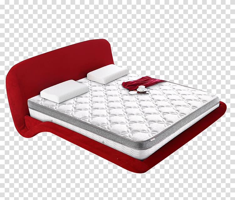 Mattress pad Bed frame, red bed thickness mattress material transparent background PNG clipart