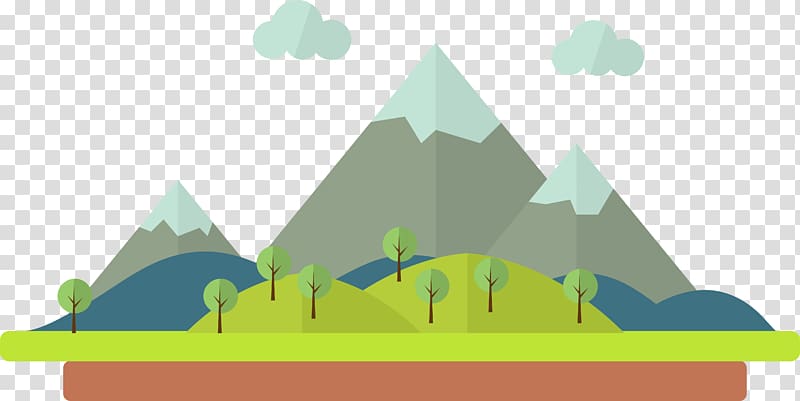 illustration of green and gray mountain, Cartoon Drawing Illustration, Cartoon mountain scenery transparent background PNG clipart