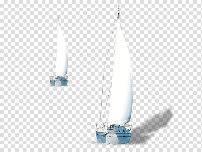 two white-and-blue sailboats illustrations, Sailing ship, Sailing transparent background PNG clipart